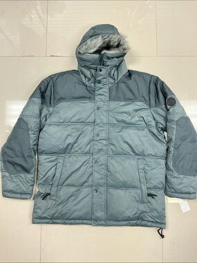 NWT MEMBERS ONLY Mid Length Hooded Gray Puffer Snorkel Coat Parka Jacket XL